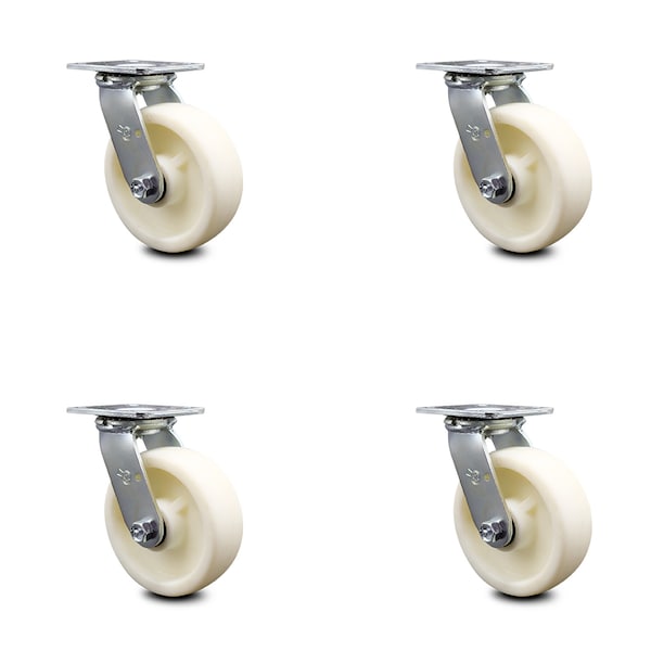 Service Caster 6 Inch Nylon Wheel Swivel Caster Set with Roller Bearings SCC-30CS620-NYR-4 - main